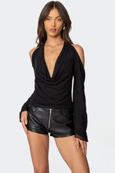Luxe Open Shoulder Cowl Top
